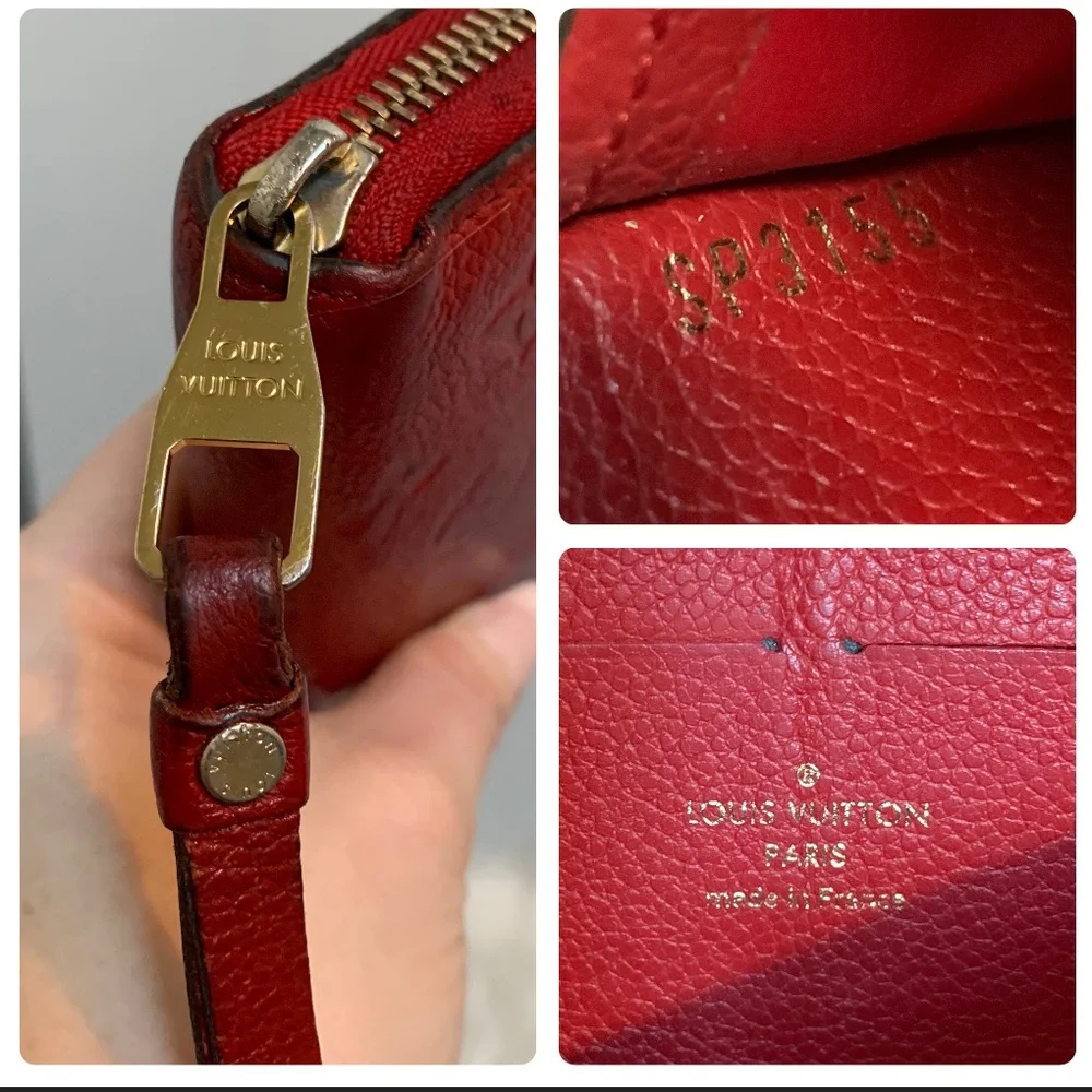 2015 authentic Louis Vuitton red empreinte leather zippy